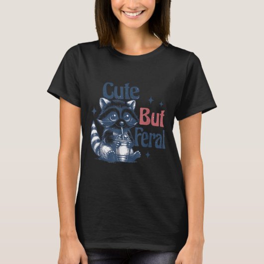Cute But Feral Raccoon Drinking Boba Toddler Vinta T-Shirt (Vorderseite)