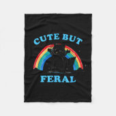 Cute But Feral Raccoon With Rainbow Funny Raccoon Fleecedecke (Vorderseite)