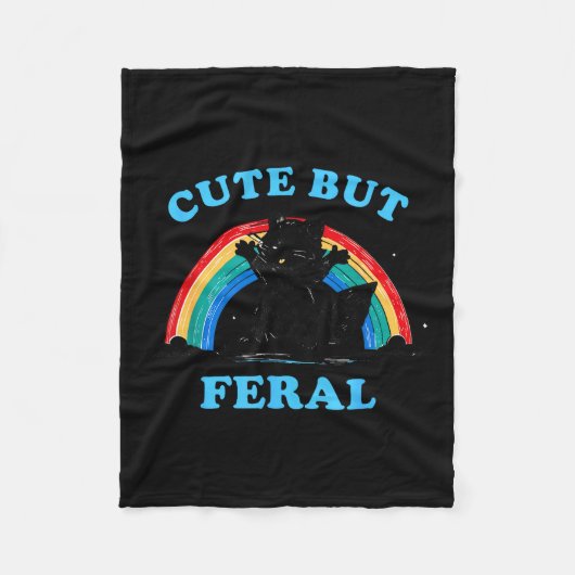 Cute But Feral Raccoon With Rainbow Funny Raccoon  Fleecedecke (Vorderseite)