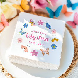 Cute Butterflies Baby Shower Serviette