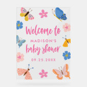 Cute Butterflies Baby Shower Welcome Acrylschild (Vorderseite)