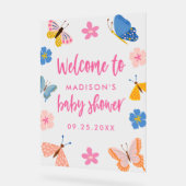 Cute Butterflies Baby Shower Welcome Acrylschild (Winkel)