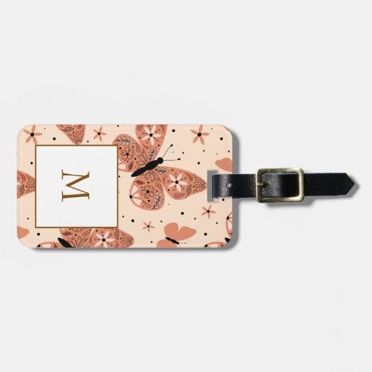 Cute Butterflies Pattern Seamless Background Gepäckanhänger (Vorderseite horizontal)