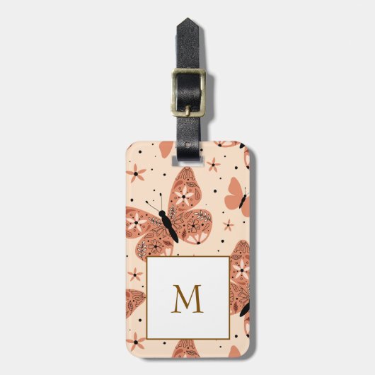 Cute Butterflies Pattern Seamless Background Gepäckanhänger (Vorderseite vertikal)