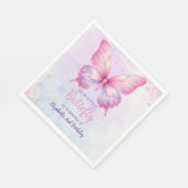Cute Butterfly Birthday Girl Party Serviette (Ecke)