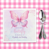 Cute Butterfly Birthday Girl Party Serviette
