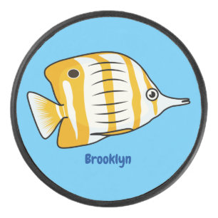 Cute butterfly fish cartoon illustration eishockey puck