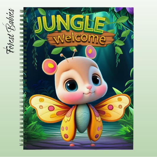 Cute Butterfly Girl Jungle Welcome Wildlife Fun 🦋 Notizblock