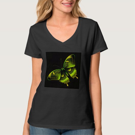 Cute Butterfly Illustration Lime Green Gorgeous Wo T-Shirt (Vorderseite)