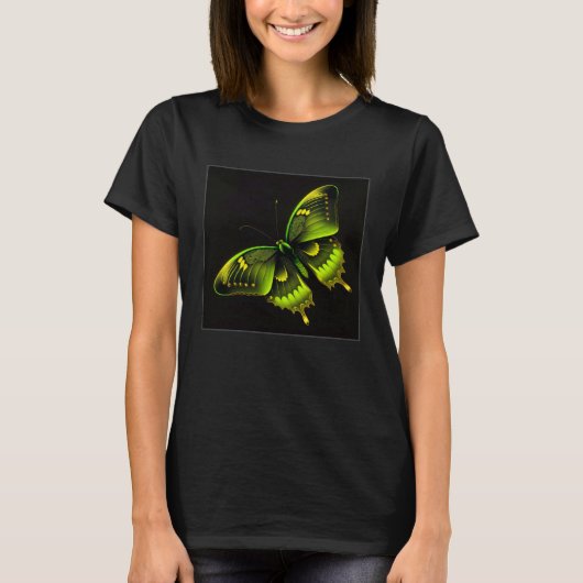 Cute Butterfly Illustration Lime Green Gorgeous Wo T-Shirt (Vorderseite)