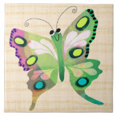 Cute Butterfly in Blue Ceramic Tile Fliese (Vorderseite)