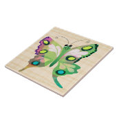 Cute Butterfly in Blue Ceramic Tile Fliese (Seite)