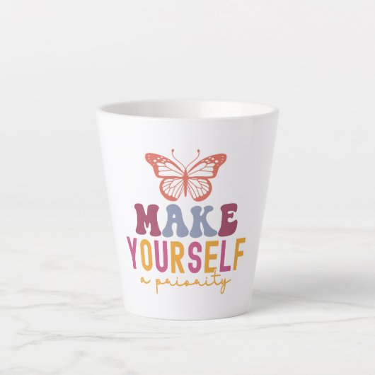 Cute Butterfly Mental Health Inspirational Design Milchtasse (Vorderseite)
