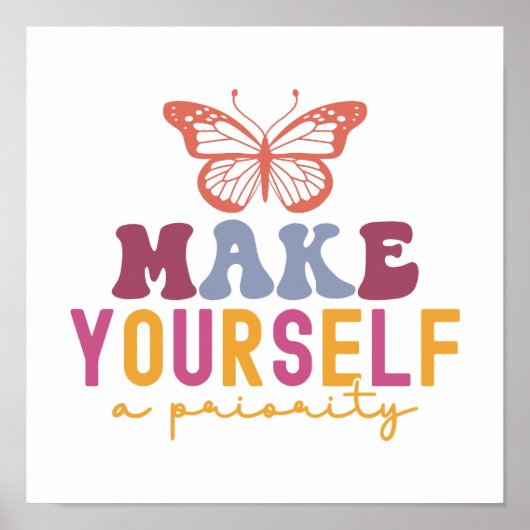 Cute Butterfly Mental Health Inspirational Design Poster (Vorne)