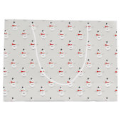 Cute Button Snowmen Grey Paper Gift Bag Große Geschenktüte (Rückseite)