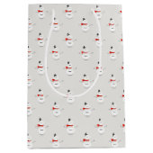 Cute Button Snowmen Grey Paper Gift Bag Mittlere Geschenktüte (Vorderseite)