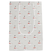 Cute Button Snowmen Grey Paper Gift Bag Mittlere Geschenktüte (Rückseite)