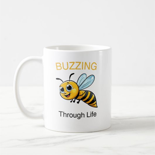 Cute buzzing bee cartoon kaffeetasse (Links)