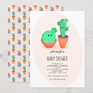 Cute Cactus Baby Shower Einladung