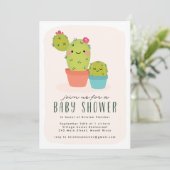 Cute Cactus Baby Shower Einladung (Stehend Vorderseite)