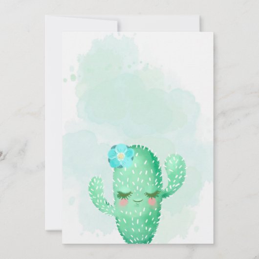 Cute Cactus Birthday Invitation Einladung (Rückseite)