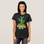 Cute Cactus Bunny Hunt Egg Happy Easter Day Men Wo T-Shirt (Vorne ganz)
