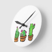 Cute Cactus cacti succulents  Runde Wanduhr (Winkel)