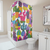 Cute cactus. Colorful seamless pattern. Endless pa Duschvorhang (Beispiel)