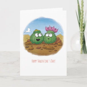 Cute Cactus Desert Bloom Valentine's Day Karte
