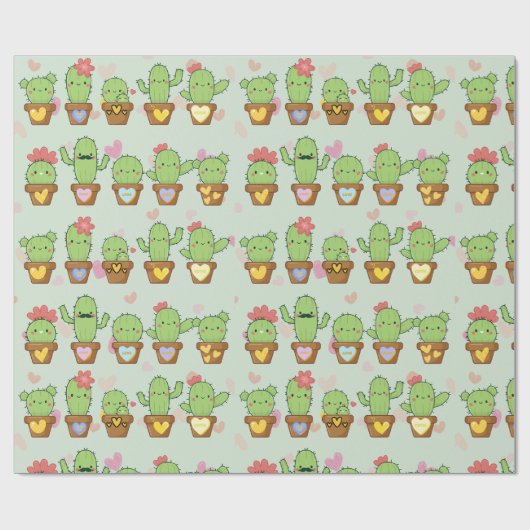 Cute Cactus Geschenkpapier (Flach)