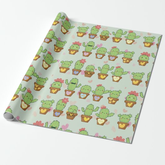 Cute Cactus Geschenkpapier (Ungerollt)