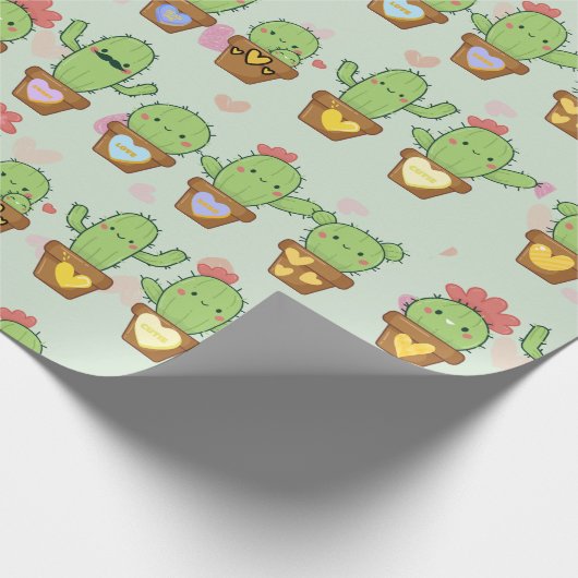 Cute Cactus Geschenkpapier (Ecke)