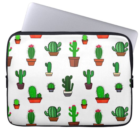 Cute Cactus illustrations Pattern White Laptopschutzhülle (Vorderseite)
