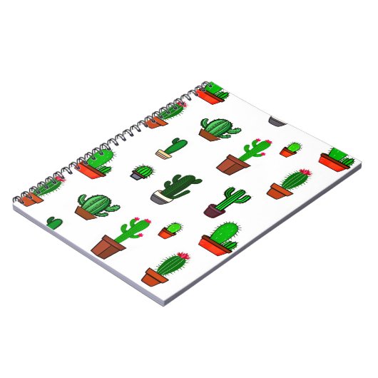 Cute Cactus illustrations Pattern White Notizblock (Linke Seite)