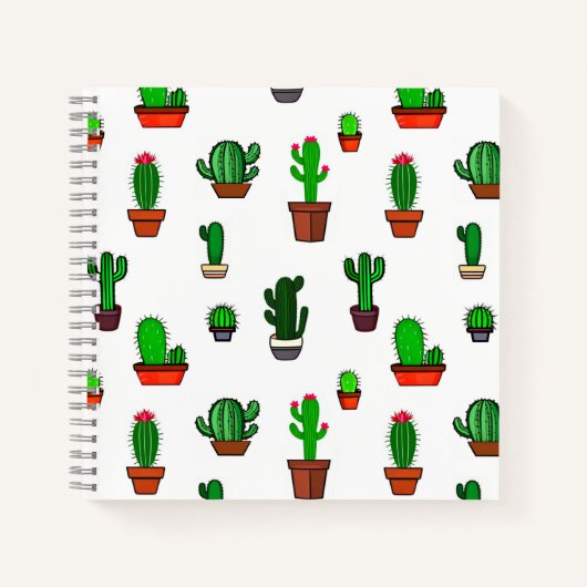 Cute Cactus illustrations Pattern White Notizblock (Vorderseite)