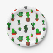 Cute Cactus illustrations Pattern White Pappteller (Vorderseite)