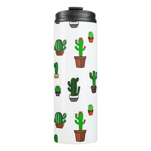 Cute Cactus illustrations Pattern White Thermosbecher (Vorderseite)
