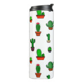 Cute Cactus illustrations Pattern White Thermosbecher (Nach links gedreht)