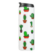 Cute Cactus illustrations Pattern White Thermosbecher (Nach rechts gedreht)