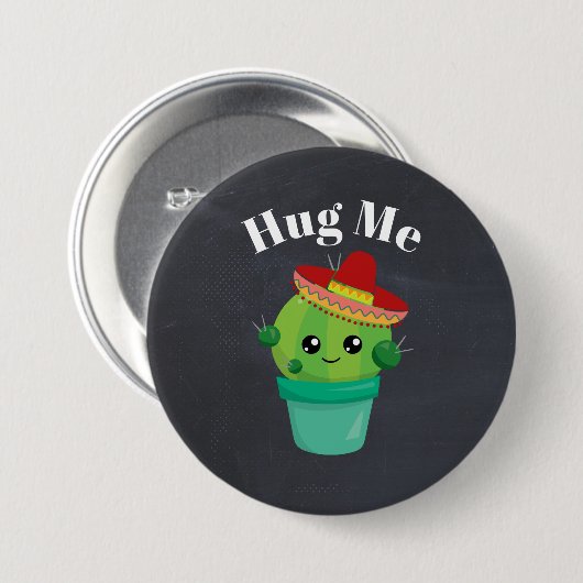 Cute Cactus in a Sombrero Hug Button (Vorne & Hinten)