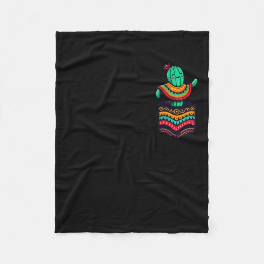 Cute cactus pocket serape cinco de mayo mexican fleecedecke (Vorderseite)