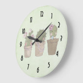 Cute Cactus Trio Wearing Jewelry Große Wanduhr (Winkel)