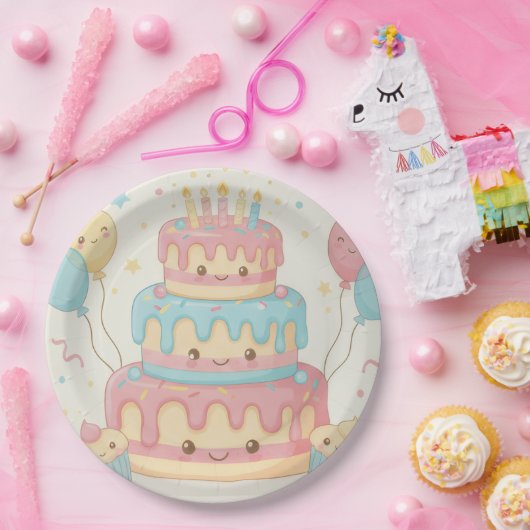 Cute Cake and Cupcakes Pappteller (Party)