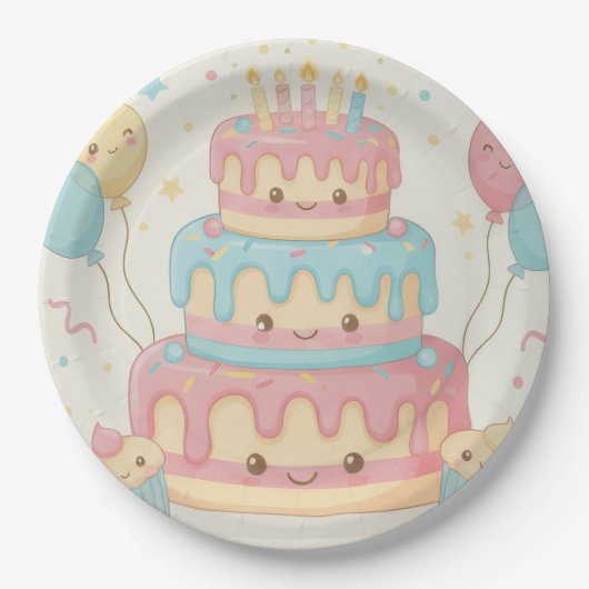 Cute Cake and Cupcakes Pappteller (Vorderseite)