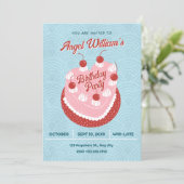 Cute cake heart birthday einladung (Stehend Vorderseite)