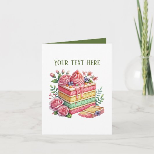 Cute cake slice customizable bakery vendors karte (Vorderseite)