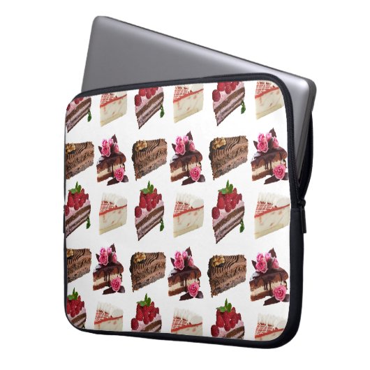 Cute Cakes Lovers Desserts Pattern Quirky Laptopschutzhülle (Vorderseite Links)