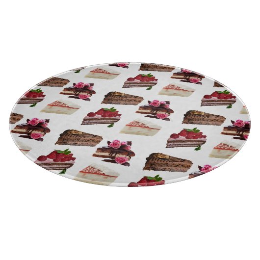Cute Cakes Lovers Desserts Pattern Quirky Schneidebrett (Ecke)