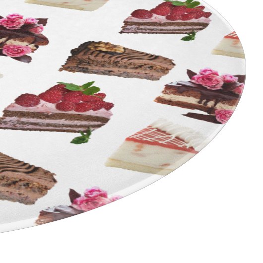 Cute Cakes Lovers Desserts Pattern Quirky Schneidebrett (Ecke)