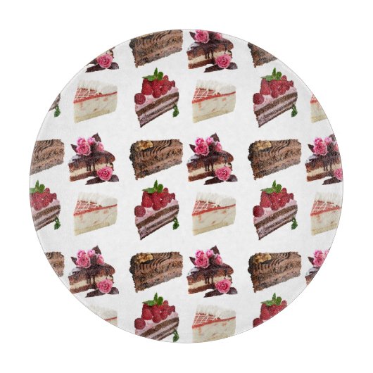 Cute Cakes Lovers Desserts Pattern Quirky Schneidebrett (Vorderseite)